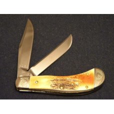 Case XX USA 2004 Genuine Stag T.B.52110 SS Tony Bose Small Saddlehorn Knife with Scrolled Bolsters Case XX USA 2004 Genuine Stag T.B.52110 SS Tony Bose Small Saddlehorn Knife with Scrolled Bolsters