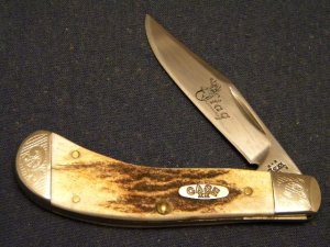 Case XX USA 2004 Genuine Stag T.B.51110 SS Tony Bose Small Saddlehorn Knife with Scrolled Bolsters