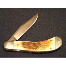 Case XX USA 2004 Genuine Stag T.B.51110 SS Tony Bose Small Saddlehorn Knife with Scrolled Bolsters Case XX USA 2004 Genuine Stag T.B.51110 SS Tony Bose Small Saddlehorn Knife with Scrolled Bolsters