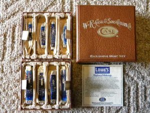 Case XX USA 2000 Blue Rogers Corncob Jigged Bone 8 Piece Lowe's Home Improvement Warehouse Knife Set