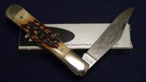 Ka-Bar Olean, NY Stag Coke Bottle Folding Hunter Knife c.1981 Club Knife - NIB