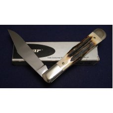Ka-Bar Olean, NY Stag Coke Bottle Folding Hunter Knife c.1981 Club Knife - NIB Ka-Bar Olean, NY Stag Coke Bottle Folding Hunter Knife c.1981 Club Knife - NIB