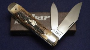 Ka-Bar Olean, NY Union Cut Co. USA Stag Dog Head Teardrop Jack Knife - NIB