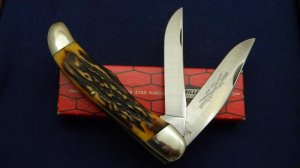 Camillus New York USA Sword Brand Imitation Stag #26 Big Folding Hunter Knife - NIB
