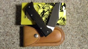 Imperial Stainless USA Wildcat Skinner Big Wood Folding Lockback Knife & Pouch - NIB