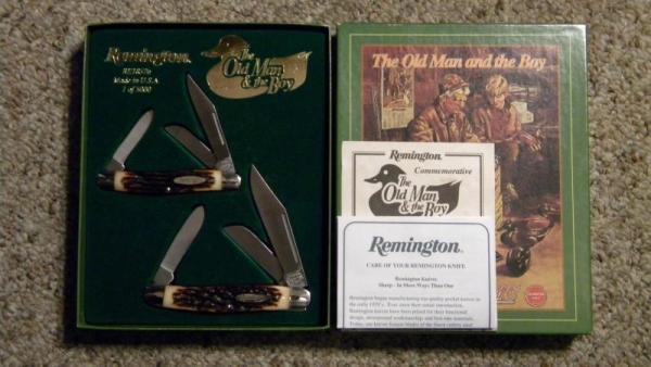 Remington UMC USA RE18576 Delrin The Old Man & the Boy 2 Stockman Knife Set - NIB