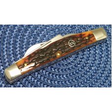 Case XX USA 2001 Dark Amber Bone w/Barb Wire 64052 SS Congress Knife Case XX USA 2001 Dark Amber Bone w/Barb Wire 64052 SS Congress Knife