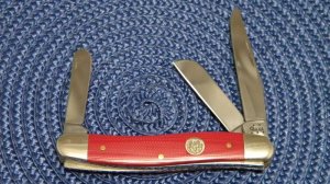 Case XX USA 2005 Red Micarta 10318 SS Stockman Knife with Ruger Logo Shield