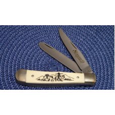 Schrade + USA 296Y 296SC Scrimshaw Delrin Trapper Knife - NIB Schrade + USA 296Y 296SC Scrimshaw Delrin Trapper Knife - NIB