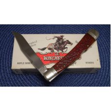 Winchester Trademark USA 1994 Burnt Orange Bone 19107 1/2 Rifle Shield Banana Lockback Knife - NIB Winchester Trademark USA 1994 Burnt Orange Bone 19107 1/2 Rifle Shield Banana Lockback Knife - NIB