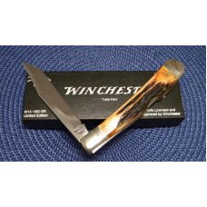Winchester Trademark USA 1988 Stag 1950 Rifle Shield Banana Lockback Knife - NIB Winchester Trademark USA 1988 Stag 1950 Rifle Shield Banana Lockback Knife - NIB