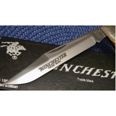Winchester Trademark USA 1988 Stag 1950 Rifle Shield Banana Lockback Knife - NIB Winchester Trademark USA 1988 Stag 1950 Rifle Shield Banana Lockback Knife - NIB