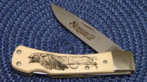 Schrade + USA 515SC Scrimshaw Delrin Lockback Knife c.1993