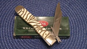 Case XX USA 2003 Zebra Bone 6111 1/2L SS Cheetah Knife - NIB