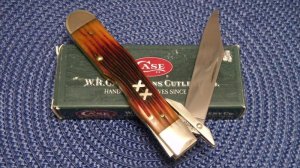 Case XX USA 2002 Dark Amber Bone 6111 1/2L SS Cheetah Knife - NIB
