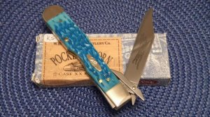Case XX USA 2003 Pocket Worn Caribbean Blue Bone 6111 1/2L SS Cheetah Knife - NIB