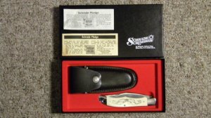 Schrade USA SC500 Rams Scrimshaw Folding Hunter Linerlock Knife c.1980 - NIB