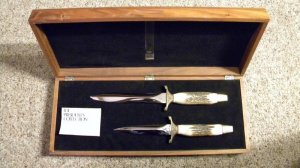 Gerber Portland ORE USA Stag Mark I & Mark II Presidents Collection Fixed Blade Sheath Knives - NIB