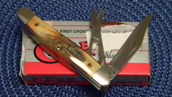 Case XX USA 5 Dot (1995) Stag 52087SS SC Little 2 Blade Stockman Knife w/Scissors - NIB Case XX USA 5 Dot (1995) Stag 52087SS SC Little 2 Blade Stockman Knife w/Scissors - NIB