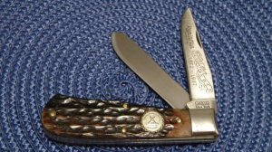 Camillus New York USA Bone Remington Salutes The NKCA 1972-1997 Mini Trapper Knife