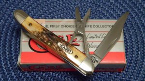 Case XX USA 4 Dot (1996) Stag 52087SS SC Little 2 Blade Stockman Knife w/Scissors - NIB