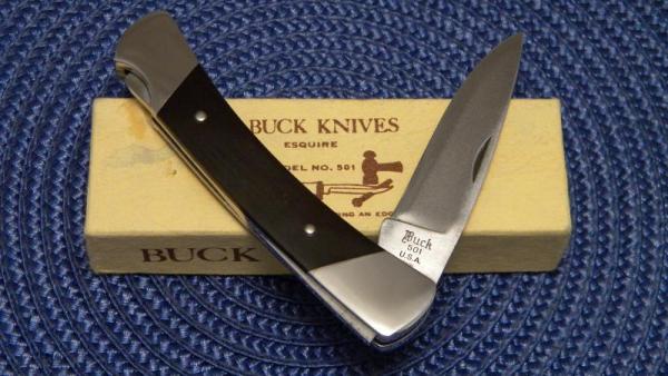 Buck USA Model # 501 Black Micarta Esquire Lockback Knife c.Pre-1986 - NIB Buck USA Model # 501 Black Micarta Esquire Lockback Knife c.Pre-1986 - NIB