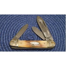 Case XX SS USA 10 Dot (1980) Stag 75th Anniversary Canoe Set in Wood Display - Engraved Bolsters Case XX SS USA 10 Dot (1980) Stag 75th Anniversary Canoe Set in Wood Display - Engraved Bolsters