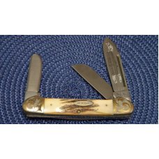 Case XX SS USA 10 Dot (1980) Stag 75th Anniversary Canoe Set in Wood Display - Engraved Bolsters Case XX SS USA 10 Dot (1980) Stag 75th Anniversary Canoe Set in Wood Display - Engraved Bolsters