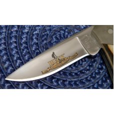 Buck Custom USA 505CC Stag Knight Lockback Knife 1998 Damascus Bolsters Gold Etch Club Knife - NIB Buck Custom USA 505CC Stag Knight Lockback Knife 1998 Damascus Bolsters Gold Etch Club Knife - NIB