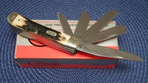 Case XX USA 3 Dot (1997) Midnight Stag M5554 SS Beast 5 Blade Trapper Knife - NIB