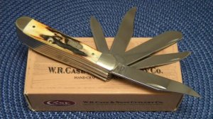 Case XX USA 2 Dot (1998) Stag 5549 SS 5 Blade Copperhead Knife - NIB 