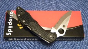 Spyderco VG-10 Seki-City Japan C11PSBK Partial Serrated Delica Tactical Lockback Knife - NIB