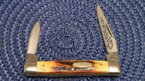 Case XX Stainless USA 3 Dot (1977) Stag 52033 SSP Blue Scroll Pen Knife 
