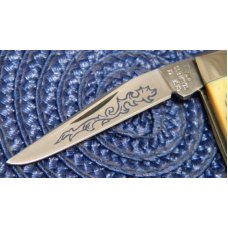 Case XX Stainless USA 3 Dot (1977) Stag 52033 SSP Blue Scroll Pen Knife Case XX Stainless USA 3 Dot (1977) Stag 52033 SSP Blue Scroll Pen Knife