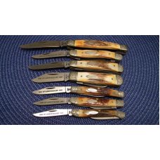 Case XX SS USA 10 Dot (1980) 75th Anniversary Stag Engraved Bolsters Knife Set Case XX SS USA 10 Dot (1980) 75th Anniversary Stag Engraved Bolsters Knife Set
