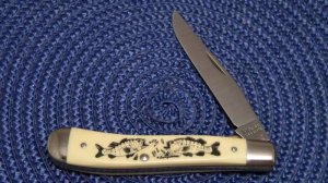 Schrade + USA SC503 Scrimshawed Delrin Linerlock Trapper Knife