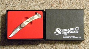 Schrade + USA 511SC Scrimshaw Mini Folding Lockback Knife c. 1986 - NIB