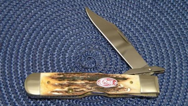 Case XX USA 2007 Stag 5111 1/2 L SS Red Shield Cheetah Swing Guard Lockback Knife Case XX USA 2007 Stag 5111 1/2 L SS Red Shield Cheetah Swing Guard Lockback Knife