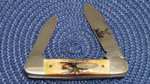 Case XX Bradford, PA USA 1990 Stag 52131 SS Deer Etch Canoe Knife