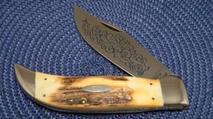 Case XX Hand Made USA 3 Dot (1977) Stag 5172 SSP Blue Scroll Clasp Knife