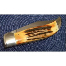 Case XX Hand Made USA 3 Dot (1977) Stag 5172 SSP Blue Scroll Clasp Knife Case XX Hand Made USA 3 Dot (1977) Stag 5172 SSP Blue Scroll Clasp Knife