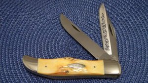 Case XX Stainless USA 3 Dot (1977) Stag 5265 SAB SSP Blue Scroll Folding Hunter Knife