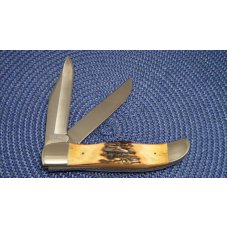 Case XX Stainless USA 3 Dot (1977) Stag 5265 SAB SSP Blue Scroll Folding Hunter Knife Case XX Stainless USA 3 Dot (1977) Stag 5265 SAB SSP Blue Scroll Folding Hunter Knife