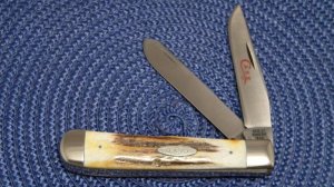 Case XX Stainless USA 2 Dot (1978) Stag Red Etch 5254 SSP Trapper Knife