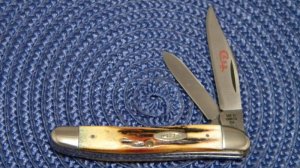 Case XX Stainless USA 2 Dot (1978) Stag Red Etch 52087 SSP 2 Blade Stockman Knife