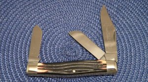 Queen Steel #49 Imitation Winterbottom Bone No Tang Stamp Etched Stockman Knife - c.1960's