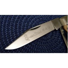 Queen Steel #49 Imitation Winterbottom Bone No Tang Stamp Etched Stockman Knife - c.1960's Queen Steel #49 Imitation Winterbottom Bone No Tang Stamp Etched Stockman Knife - c.1960's