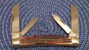 Queen Steel #33 Burnt Orange Imitation Winterbottom Bone Congress Knife - c.1957-1960
