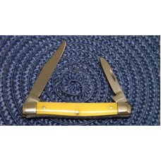Queen Steel #42 Yellow No Tang Stamp Etched Small Serpentine Knife - c.1960's Queen Steel #42 Yellow No Tang Stamp Etched Small Serpentine Knife - c.1960's