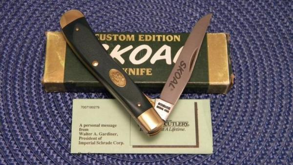 Schrade Cope USA #SK194 Delrin Skoal Linerlock Slimline Trapper Knife - NIB Schrade Cope USA #SK194 Delrin Skoal Linerlock Slimline Trapper Knife - NIB